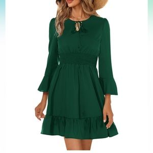 Amoretu Womens Petal Sleeves V Neck Casual Dresses Summer Mini Dress Tunic Dress